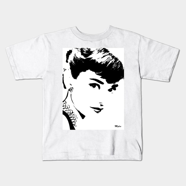 Audrey Simply Beautiful in Black and White Kids T-Shirt by Overthetopsm